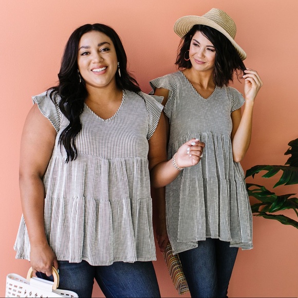 Ruffle Sleeve Tiered Babydoll in Olive - Picture 2 of 11